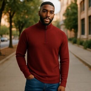 Goodfellow & Co Maroon Waffle Knit 1/4 Zip Pullover Size XL Thermal Baselayer